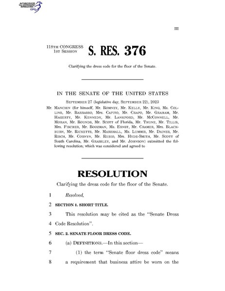 File:S.Res.376 (118th Congress) - Senate Dress Code Resolution.pdf